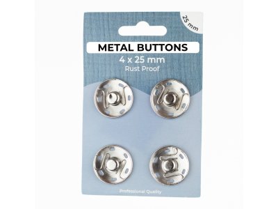 Metalldruckknöpfe Set mit 4 Stück 25 mm - uni silberfarben