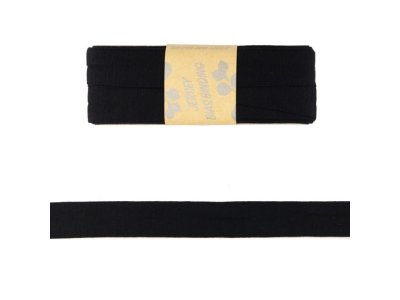 Jersey Viskose Schrägband/Einfassband gefalzt 20 mm x 3 m Coupon - uni schwarz
