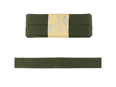 Jersey Viskose Schrägband/Einfassband gefalzt 20 mm x 3 m Coupon - uni dunkles olive 