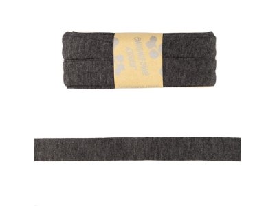 Jersey Viskose Schrägband/Einfassband gefalzt 20 mm x 3 m Coupon - meliert dunkles grau