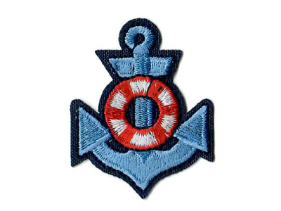 Stick - Applikation zum Aufbügeln ca. 3,5 cm x 4,5 cm - Anker - helles blau