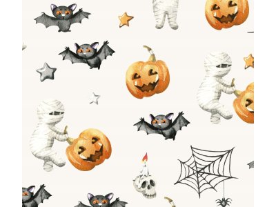 Jersey Digitaldruck toff mumien - gruselige Halloweenparty - weiß