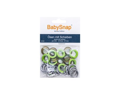 Baby Snap Ösen mit Scheiben - 20 Stück/11mm - lime