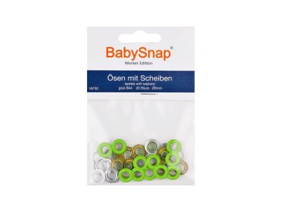 Baby Snap Ösen mit Scheiben - 20 Stück/5 mm - grün