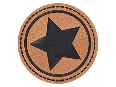 Jessy Sewing Kunstleder-Label mit aufgedruckter Nähnaht - "Big Star" - braun