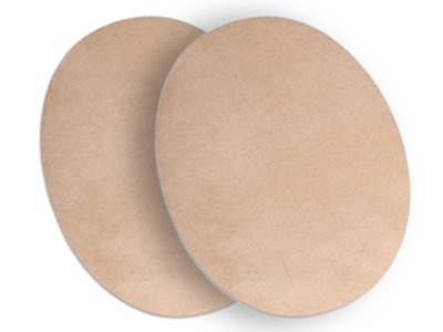 Velour Flicken oval zum Aufbügeln 14 cm x 11cm 2 Stück - uni sand