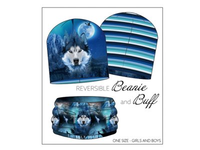  French Terry Digitaldruck Stenzo PANEL ca. 50 cm x 150 cm - DIY your Beanie and Buff - blau