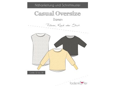 Papier-Schnittmuster Fadenkäfer Casual Oversize Pullover, Kleid o. Shirt Damen