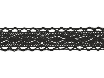 Spitze Baumwolle - 25 mm - schwarz