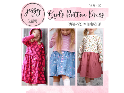 Papier-Schnittmuster Jessy Sewing - Kleid "Girls Button Dress" - Kinder