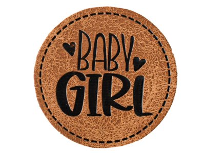 Jessy Sewing Kunstleder-Label mit aufgedruckter Nähnaht - "Baby Girl" - braun