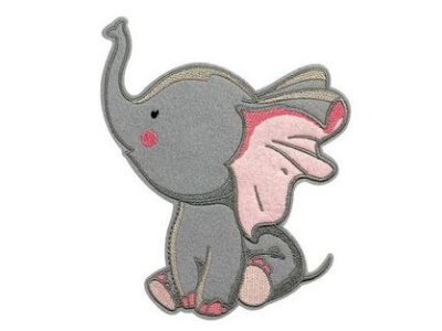 Stick - Applikation zum Aufbügeln ca. 15 cm x 12 cm - Elefant (Linksblick) - grau