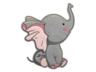 Stick - Applikation zum Aufbügeln ca. 15 cm x 12 cm - Elefant (Rechtsblick) - grau