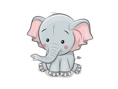 Transfer-Applikation zum Aufbügeln - ca. 5,5 cm x 7,5 cm - Babyelefant
