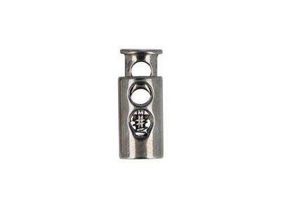 2 Kordelstopper - 23 x 10 mm - für Kordeln mit max. 4 mm Durchmesser - silberfarben