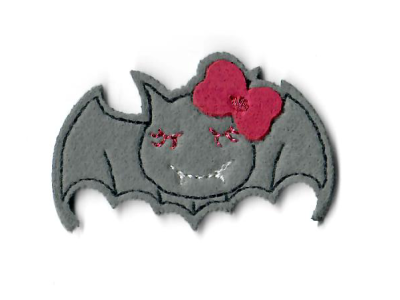 Stick - Applikation zum Aufbügeln ca. 5,0 cm x 3,0 cm - süße Fledermaus - grau
