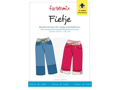 Papierschnittmuster Farbenmix Boyfriend - Hose FIETJE Jungs und  Mädchen 