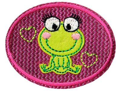 Applikation zum Aufbügeln ca. 5,5 cm x 4,5 cm - Frosch - pink/grün
