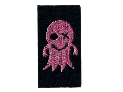 Applikation zum Aufbügeln ca. 2,5 cm x 5 cm - Geist - schwarz / pink