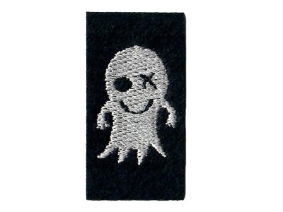 Applikation zum Aufbügeln ca. 2,5 cm x 5 cm - Geist - schwarz / weiß