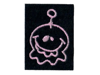Applikation zum Aufbügeln ca. 3,3 cm x 4,5 cm - Gespenst - schwarz / pink