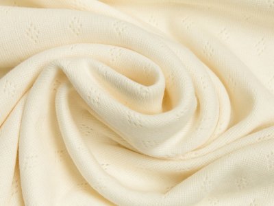 Baumwolle-Feinstrick - Pointoille Lochmuster - uni creme