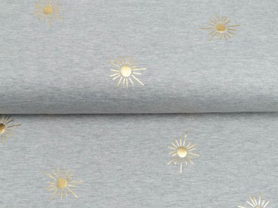 Jersey Melange mit Foliendruck by Poppy - Sonnenschein - meliert grau