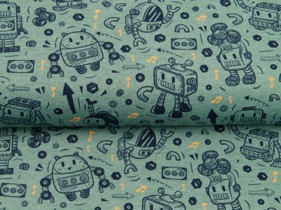 Jersey Melange by Poppy - Roboter - meliert mint