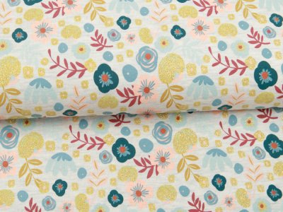 Jersey Melange mit Glitzer by Poppy - Blumen - meliert beige
