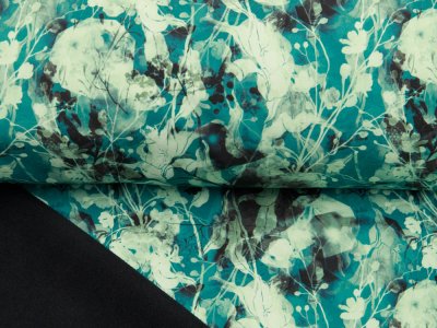 Jackenstoff Softshell Digitaldruck by Poppy - magische Blumen - grün