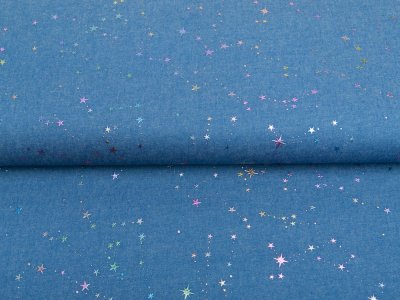 Leichter Jeansstoff mit Foliendruck by Fancy's Sommer - Sternenhimmel - helles blau