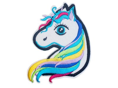 Applikation zum Aufbügeln ca. 11 cm x 14,5 cm - stolzes Einhorn - bunt