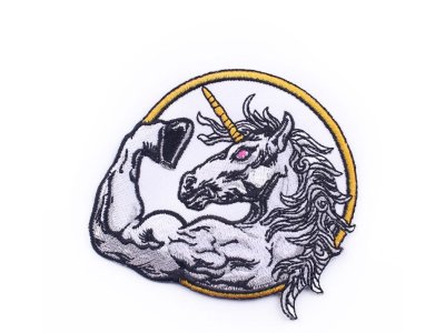Stick - Applikation ca. 8,5 cm x 8,1 cm - muskelöses Einhorn - weiß