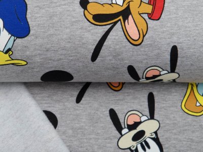 Leicht angerauter Sweat Melange Disney Mickey Mouse - Pluto und Freunde - meliert grau