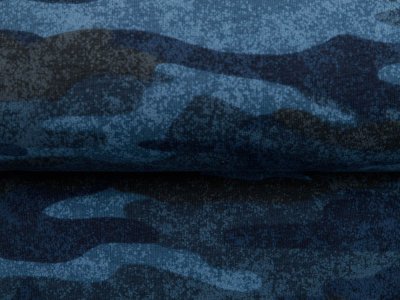 Leicht angerauter Sweat - Camouflage - blau