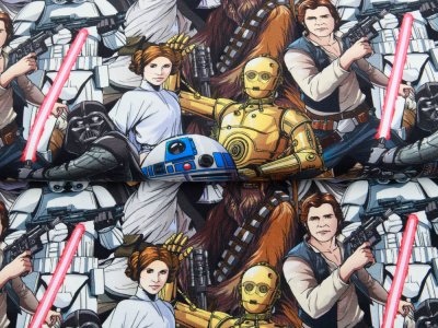 Jersey Hemmers Itex Star Wars - Yoda, R2-D2 und Luke Skywalker mit Lichtschwertern - anthrazit