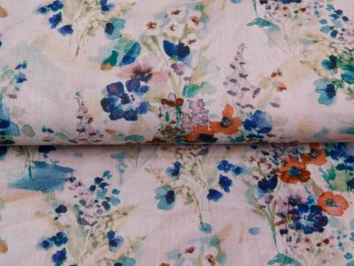 Musselin Baumwolle Double Gauze Hemmers Itex Digitaldruck - Aquarelle Blumen - pastellrosa