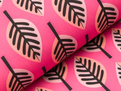 Jackenstoff Softshell by Hamburger Liebe PARK LANE - Blätter - pink