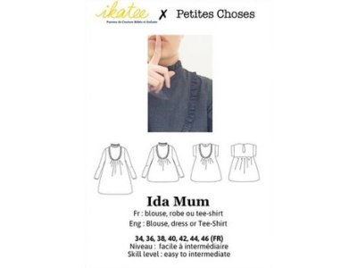 Französische Papier-Schnittmuster Ikatee - Bluse, Kleid oder Oberteil IDA Mum - Damen