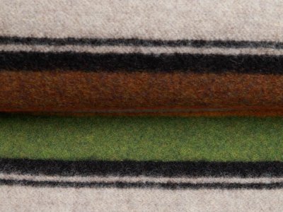 Mantelstoff - Blockstreifen - beige-grün