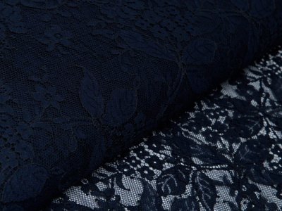 Italienische Hochwertige Spitze PANEL ca. 160 cm x 140 cm - Florales-Muster - nachtblau