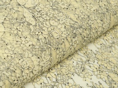 Italienische Hochwertige Spitze PANEL ca. 160 cm x 140 cm - Florales-Muster - gelb