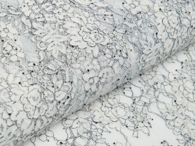 Italienische Hochwertige Spitze PANEL ca. 160 cm x 140 cm - Florales-Muster - weiß