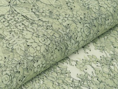 Italienische Hochwertige Spitze PANEL ca. 160 cm x 140 cm - Florales-Muster - kiwi