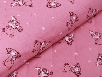 Musselin Double Gauze Rautenstepper - niedliche Teddybären - altrosa