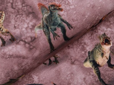 Sweat French Terry Digitaldruck Jurassic World - wilde Dinos - schlamm