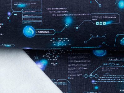 Alpenfleece Digitaldruck - Cyberspace - marineblau