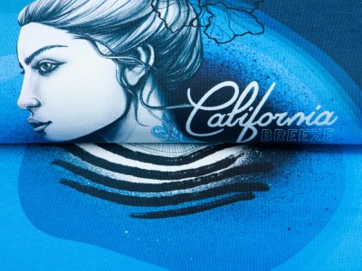 Jersey Swafing California by Thorsten Berger PANEL ca. 85 cm x 160 cm - Beach-Girl - dunkles blau