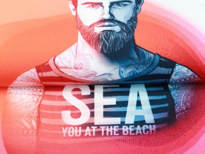 Jersey Swafing California by Thorsten Berger PANEL ca. 85 cm x 160 cm - Beach-Boy - weiß