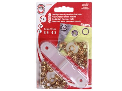 Jersey Druckknopf Set 10mm 15 Stück - messing